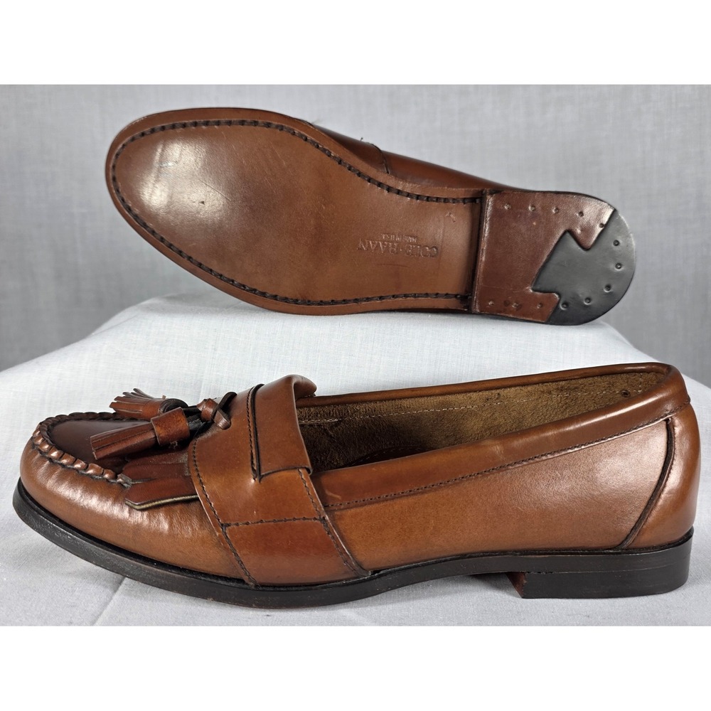 Cole Haan Men's 7 Brown Leather Tassel Kiltie Loafers Made in USA - Picture 7 of 11